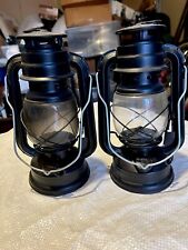 Two OLD VINTAGE - USA IRON LANTERN KEROSENE OIL LAMPS with a Lamp Wick. VG++ picture
