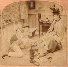 1892 The Country Shoe Maker.  B.W. Kilburn  Stereoview Photo picture