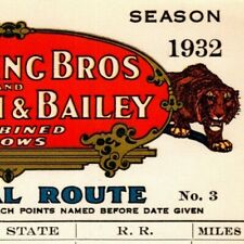 Scarce 1932 Ringling Bros. B&B Circus Route Card NJ Penn NNY Conn RI Maine picture