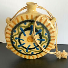 Handcrafted Pottery Canteen Water Jug with Rope Native Southwest Sun  picture