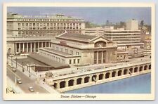 Transportation~Air View Of Union Train Station In Chicago Illinois~Vintage PC picture