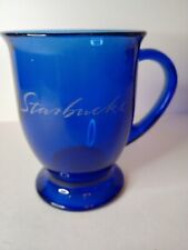 STARBUCKS ~ Early Cobalt Blue Glass Large 16 Oz. COFFEE/TEA PEDESTAL MUG picture