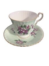 Vintage Royal Windsor Fine Bone China Tea Cup, Saucer Light Green and Purple picture