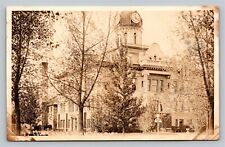 RPPC Court House View Lewistown Montana Clocktower Real Photo VTG posted 1921 picture