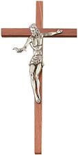 Silver Toned Gift of the Spirit Large Wooden Hanging Wall Cross Crucifix, 22 In picture
