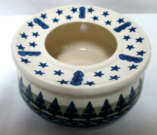 Wiza Boleslawiec Tealight Candle Holder Christmas trees stars Polish Pottery picture
