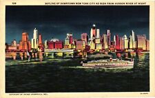 Vintage Postcard- 126. HUDSON RIVER NYC SKYLINE. UnPost 1910 picture