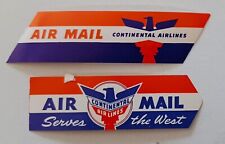 Continental Airlines 2 Air Mail Etiquettes. Label, Sticker, Decal picture