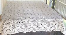 VTG HAND CROCHETED COTTON LACE TABLECLOTH GEOMETRIC PATTERN 54