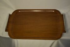 Vintage Faberware Wooden Serving Tray with Metal Handles picture