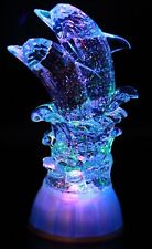 Aquatic Ocean Waves Dolphin Figure Abstract Light Up Color Changing Model Statue picture