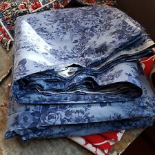 Vintage Blue Floral Cotton Fabric Massive Yardage 108
