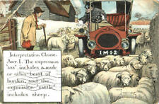 Farming 1909 Interpretation Clause Cars Antique Postcard 1C stamp Vintage picture