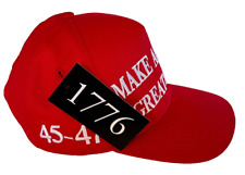 Trump  45-47 MAGA Hat - Red + 2 - Stickers - Official  - 1776 Shirt Company picture