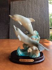 VINTAGE 1998 CROSA COLLECTION DOLPHIN FIGURE STATUE WOOD BASE 90s picture