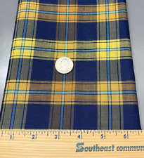 Quilt Craft Fabric Cotton Material Blue Green Yellow Gold Plaid 44 x 36 Vintage picture