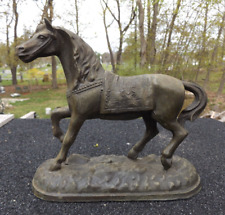 Vintage Bonner Clock Mantle Topper Bronze Finish Spelter Horse Statue Bonner picture