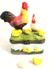 Trinket Box Vintage With Chicken Family and Surprise In Box picture
