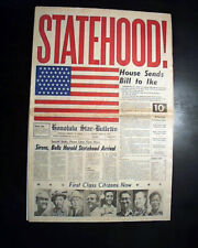 Best Hawaii Statehood Joins The Union w/ Color Flag 1959 Honolulu HI Newspaper picture