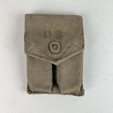 VTG OLD US Military M1911 Magazine Pouch OD Canvas Original Markings & Clips USA picture