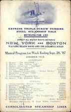 Steamship Ship Musical Program Metropolitan Line Steamer Yale c1907 Postcard picture