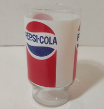 Vintage Pepsi Cola Glass 10 oz 1980s Pepsi Glass Red White Blue Wrapped Logo picture