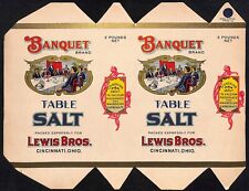 Banquet Brand Table Salt Paper Label c1920's-30's Lewis Bros. Cincinnati Scarce picture
