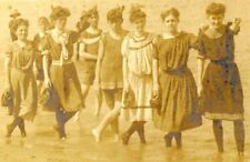 CEDAR POINT OHIO EARLY PRIMITIVE ANTIQUE REAL PHOTO POSTCARD GIRLS IN SWIMSUIT picture