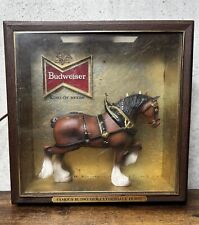 Budweiser Beer Clydesdale Horse Shadow Box Light Up Sign Anheuser-Busch Vintage picture
