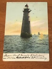 POSTCARD: postmarked 1905 Minot Ledge Light - Boston Harbor picture