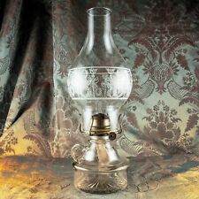 1800's Colonial Embossed Swag Scroll Antique Glass Oil Hand Lamp Siz 16x 14x 4.5 picture