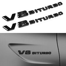 2X V8 BiTurbo Emblem Side Fender 3D Raised Letter Badge for AMG 2014-2024 C63 picture
