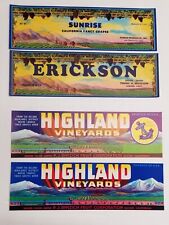 Vintage Original 2 Pairs Of Stock Grape Crate Labels California picture