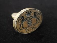 Antique Royal Wax Seal Desk Stamp Royalty Armorial Crown Cypher Coat Arms Lions picture