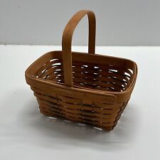 Longaberger 1990 Handwoven Brown Wood Rectangular Single Handle Basket picture