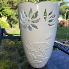 Large LENOX Westbury Collection Porcelain Vase w Cut Out flowers 24k Gold Trim picture