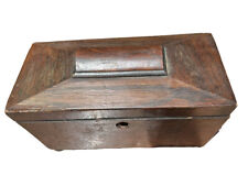 Tea Caddy 19th Century English REGENCY Wood Mahogany Brass Bun Feet Antique picture