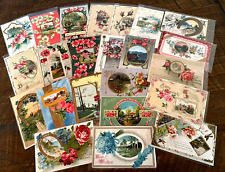 ~Lot of 23 Antique Scenes & Flowers~ Floral Greetings Postcards-in sleeves-h773 picture