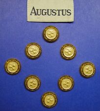 8 AUGUSTUS REPLACEMENT BUTTONS, Cream Color Enamel, Gold Tone Metal, Good Cond. picture