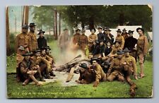 C.1909 AROUND CAMP FIRE MILITARY ARMY LIFE, STRATTON CHATTANOOGA TN Postcard P13 picture