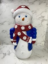 LED Resin Light Up Snowman Christmas Statue 2 Light Modes For Christmas picture