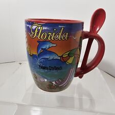 Panama City Beach Florida Souvenir Coffee Mug with Removable Spoon and Dolphins picture