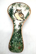 Cracker Barrel Ceramic Stoneware Winter Owl Spoon Rest by Susan Winget picture