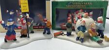 2 Lemax Christmas Village Figures Giant Snowball & Waiting For The Bus Figures picture