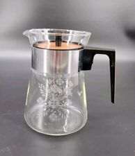Vintage Pyrex Corning Clear Etched Glass Motif Coffee Pot  Woodgrain 7 1/2”  picture