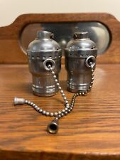 ANTIQUE LEVITON FATBOY NICKEL PULL CHAIN LAMP SOCKETS picture