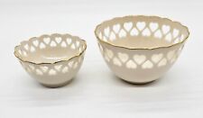 Lenox Lot of 2 Bowls 24K Gold Trim Embossed Roses & Cut Out Hearts, USA, Unused picture