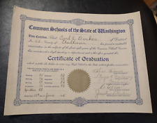 vintage 1915 Certificate of Graduation Common Schools of the state of Washington picture