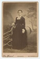Antique c1880s Cabinet Card Beautiful Woman in Dress Sag Horbor, Long Island picture
