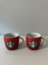 2 Starbucks 2015 Mini 3oz Red Mug, Demi Espresso Cup, Green Mermaid Logo picture